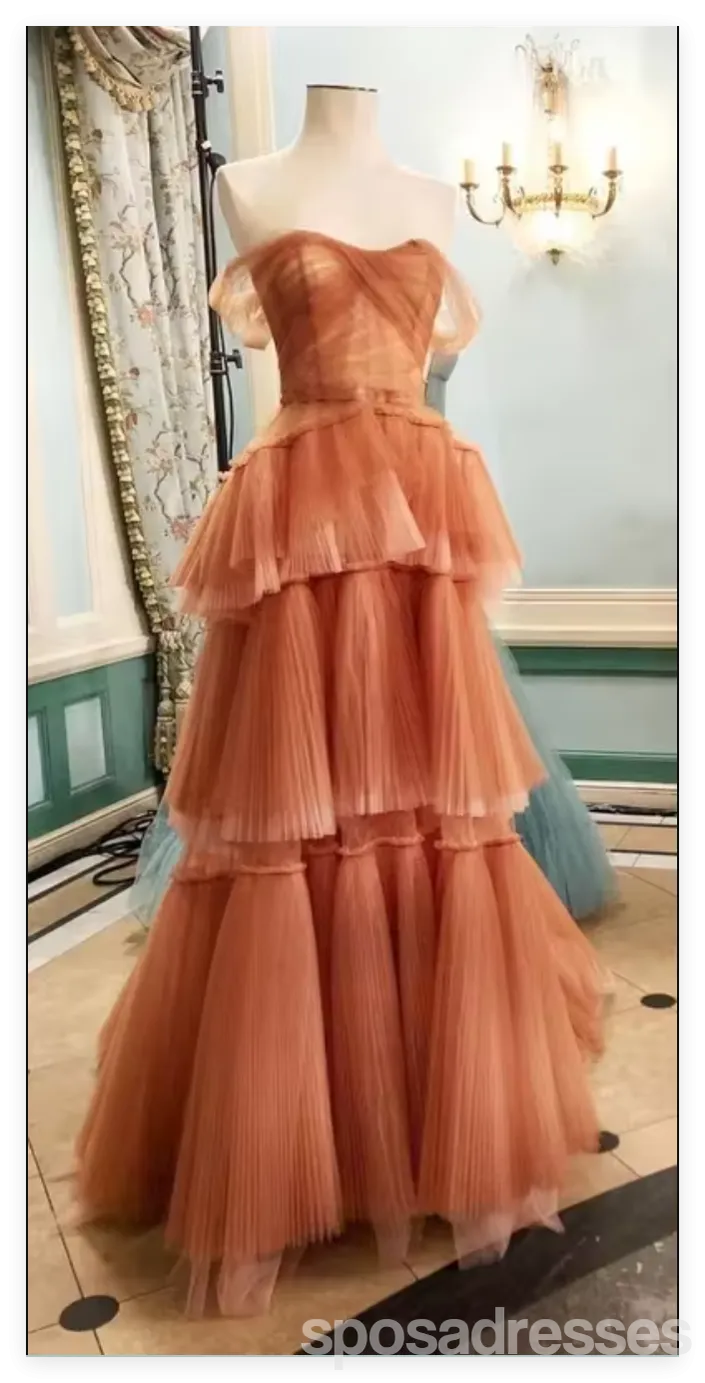 Gorgeous Brown A-line Off Shoulder Maxi Long Party Prom Dresses Ideas,Evening Gowns,13628