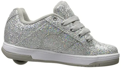 Heelys Girls Split Sneaker, Silver/Disco Glitter, 2 Little Kid