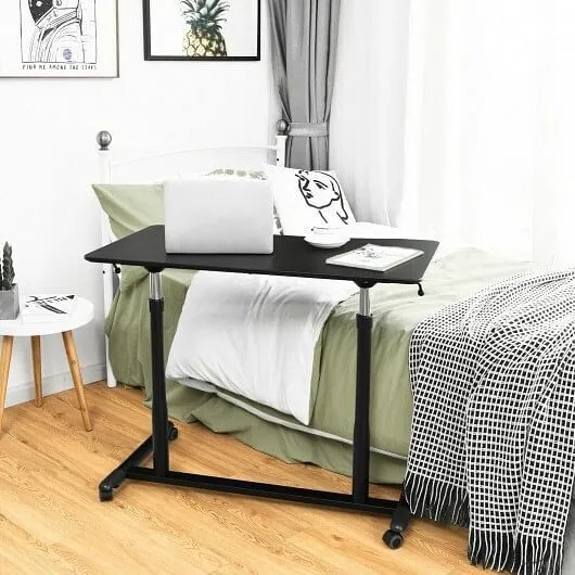Height Adjustable Computer Desk Sit to Stand Rolling Notebook Table -Black - Col