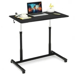Height Adjustable Computer Desk Sit to Stand Rolling Notebook Table -Black - Col