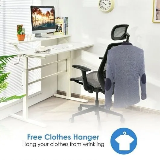 Height Adjustable Ergonomic High Back Mesh Office Chair with Hange-Gray - Color:
