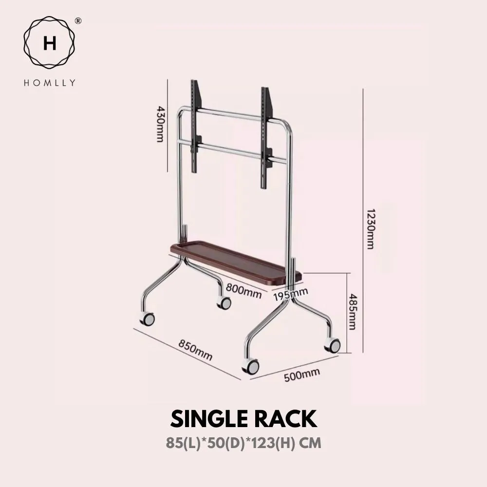 Homlly Portable Height Adjustable Tripod TV Mobile Stand on Wheels