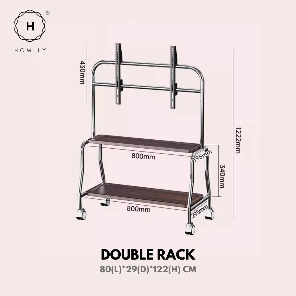 Homlly Portable Height Adjustable Tripod TV Mobile Stand on Wheels