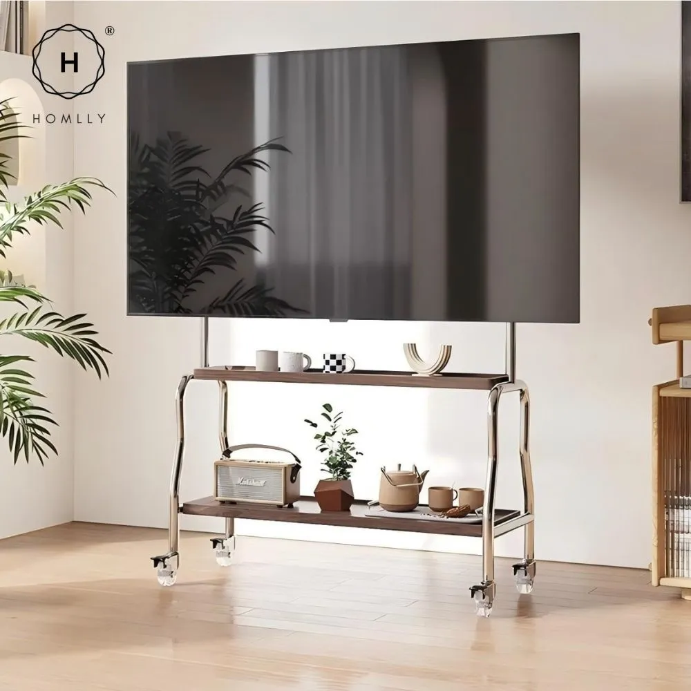 Homlly Portable Height Adjustable Tripod TV Mobile Stand on Wheels
