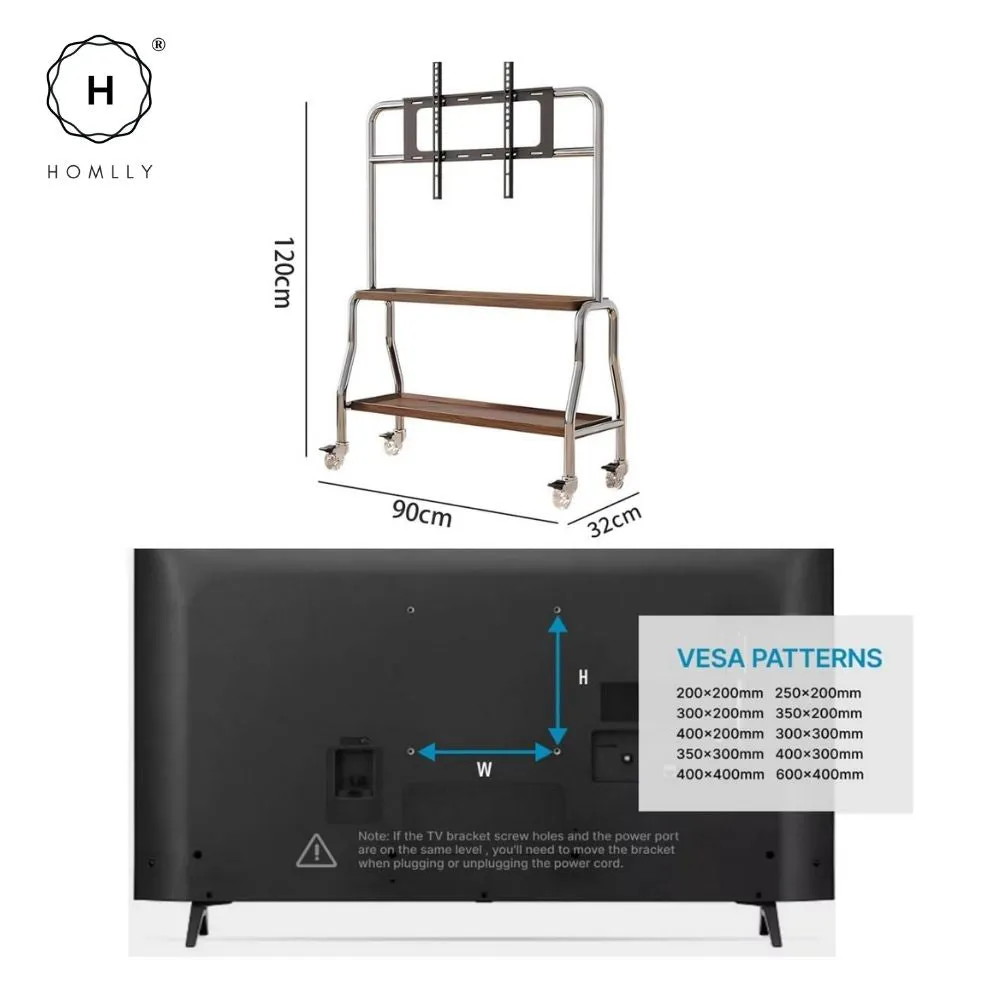Homlly Portable Height Adjustable Tripod TV Mobile Stand on Wheels