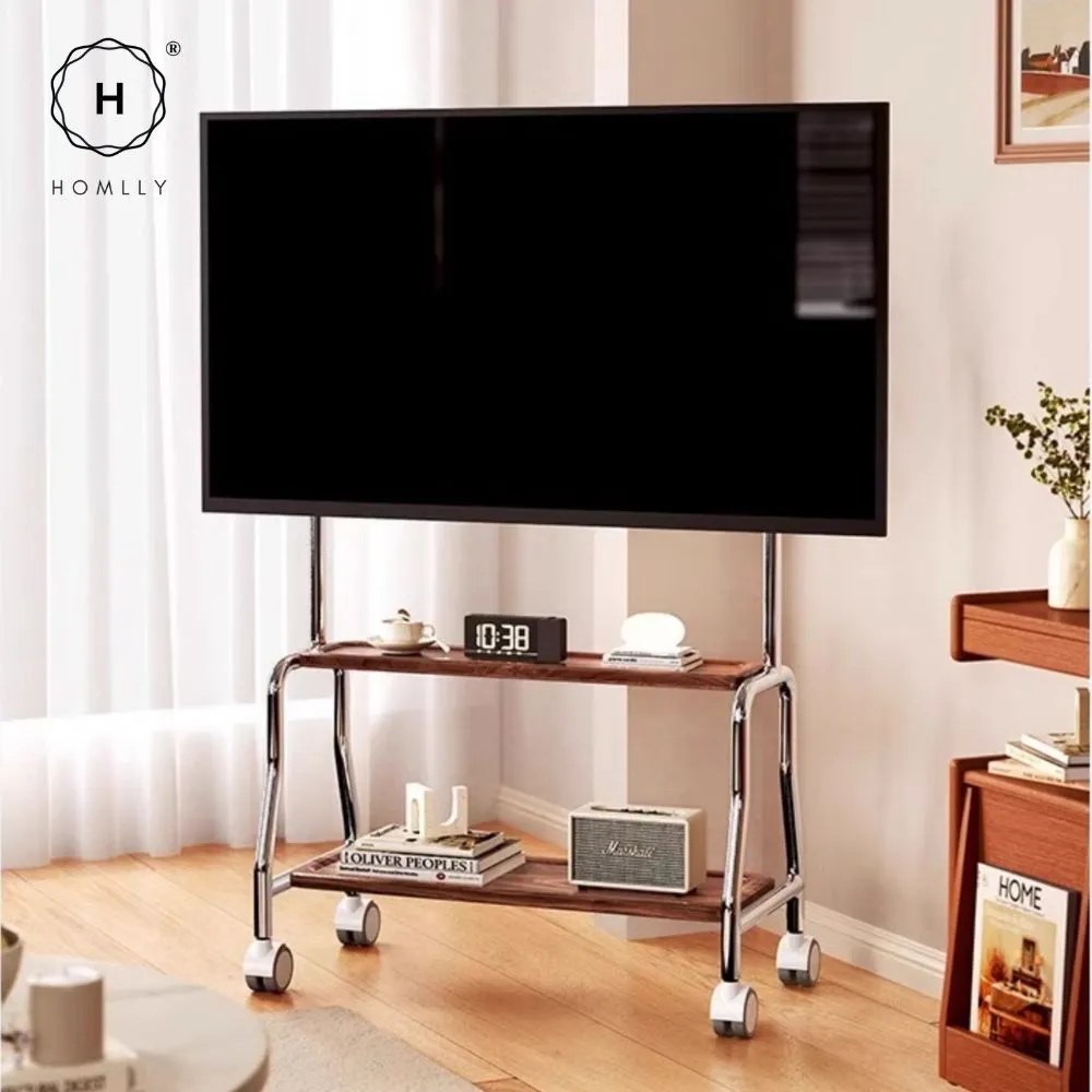 Homlly Portable Height Adjustable Tripod TV Mobile Stand on Wheels