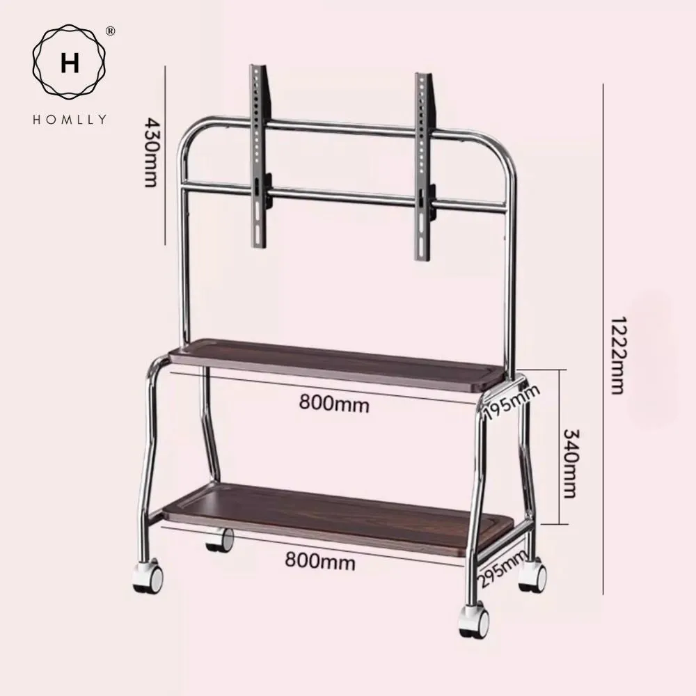 Homlly Portable Height Adjustable Tripod TV Mobile Stand on Wheels