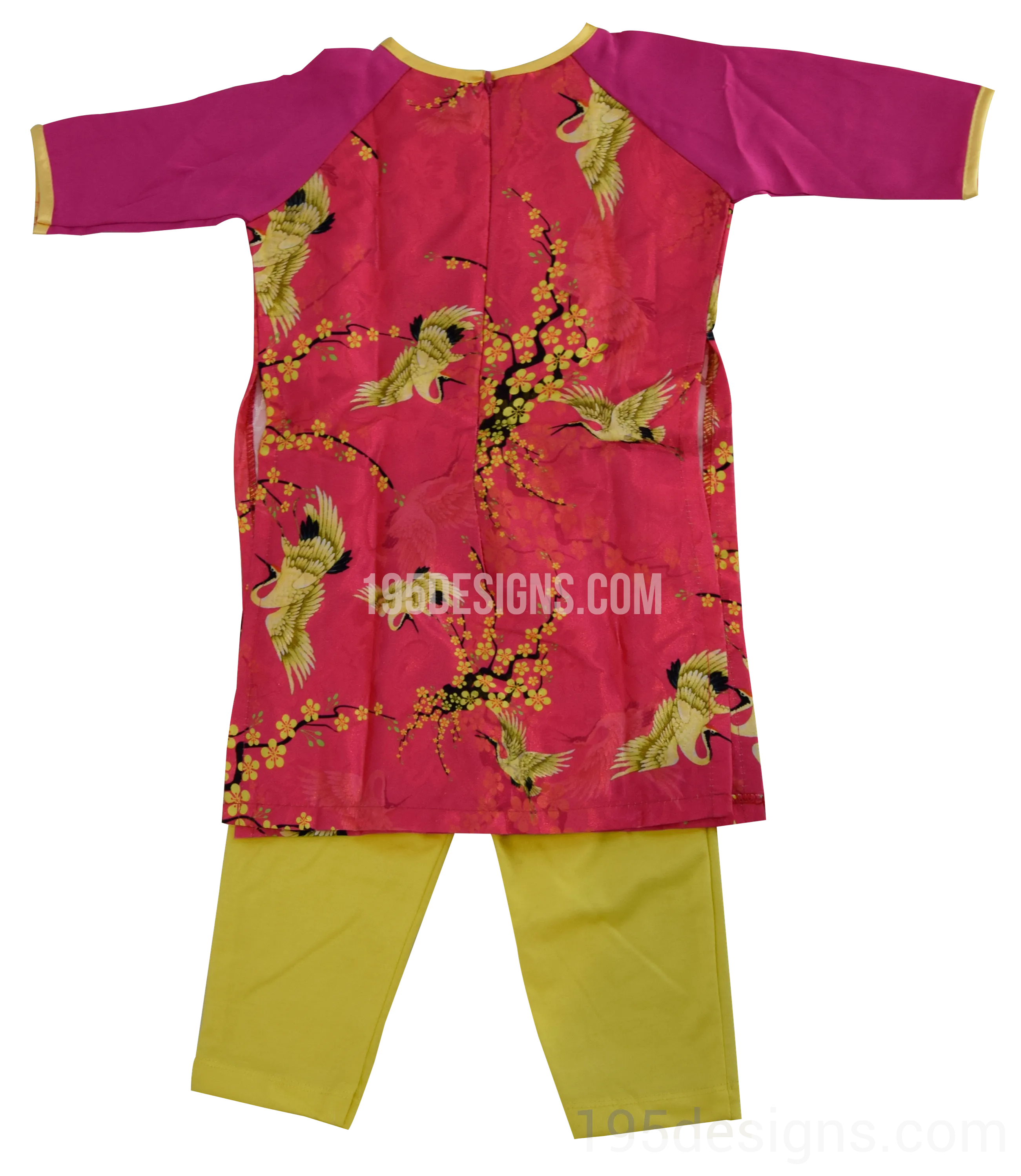 Hot Pink Ao Dai Baby Vietnamese Traditional Long Dress Kid Set - Lunar New Year