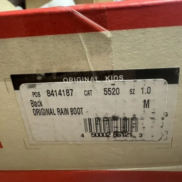 Hunter Original Rain Boot Black Size 1 M Big Kid