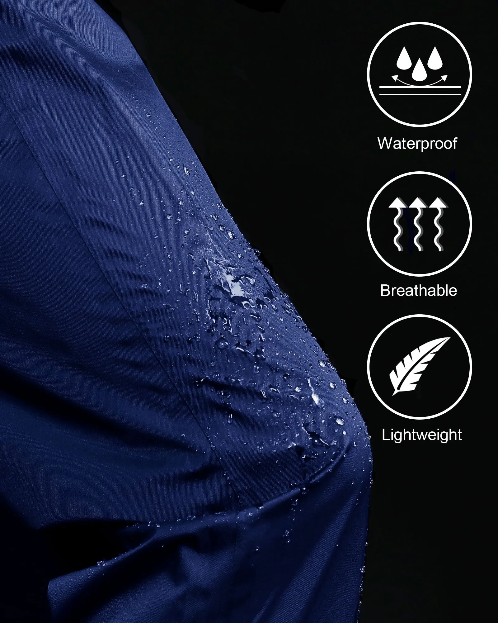 iCreek Women's Rain Pants Waterproof Hiking Pants Windproof Lightweight Over Pants Work Rain Outdoor for Golf, Fishing(Blue With Zipper Pocket)