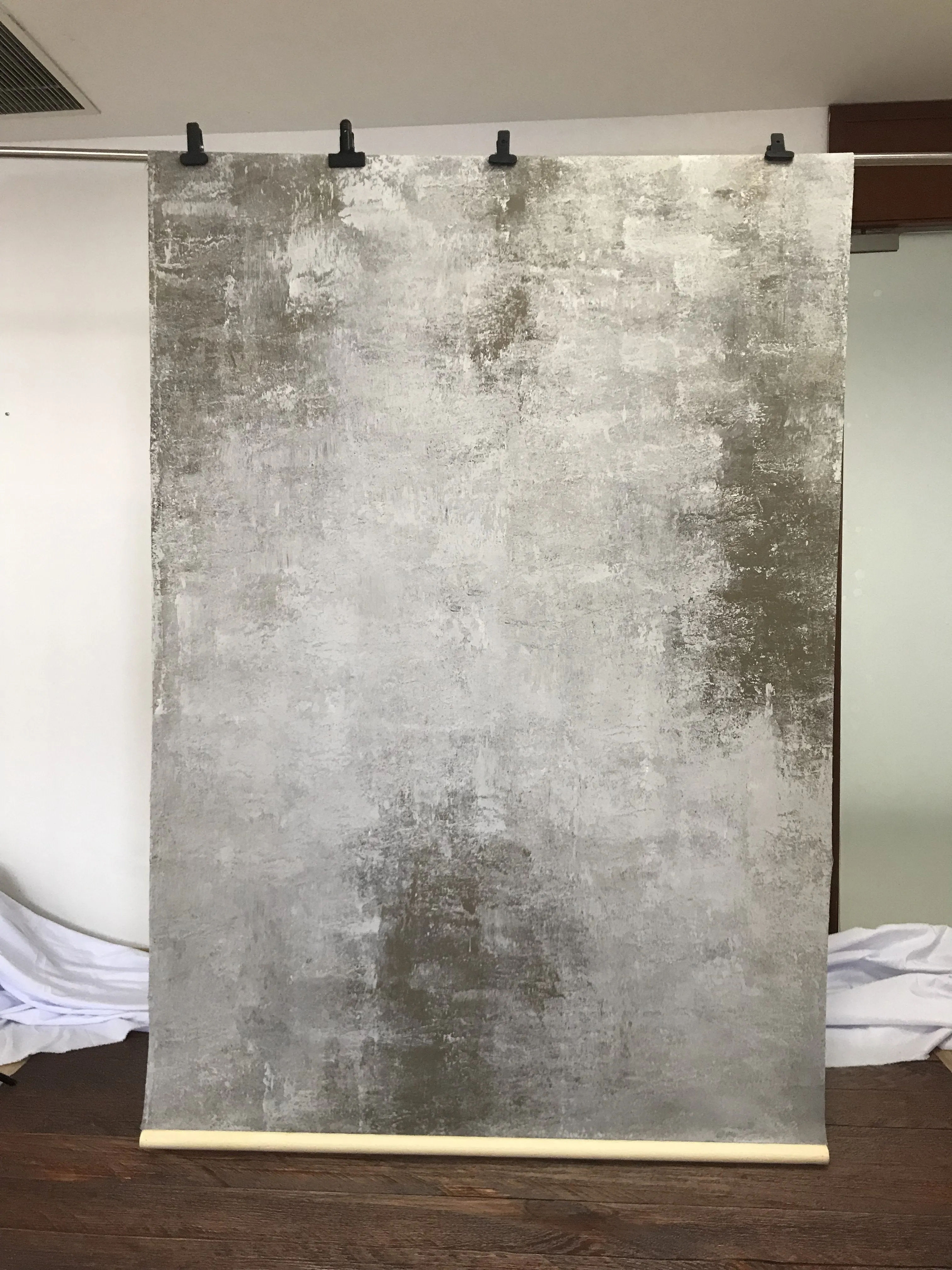 Kate Abstract Texture Grey White and Dark Green Hand Painted Backdrops