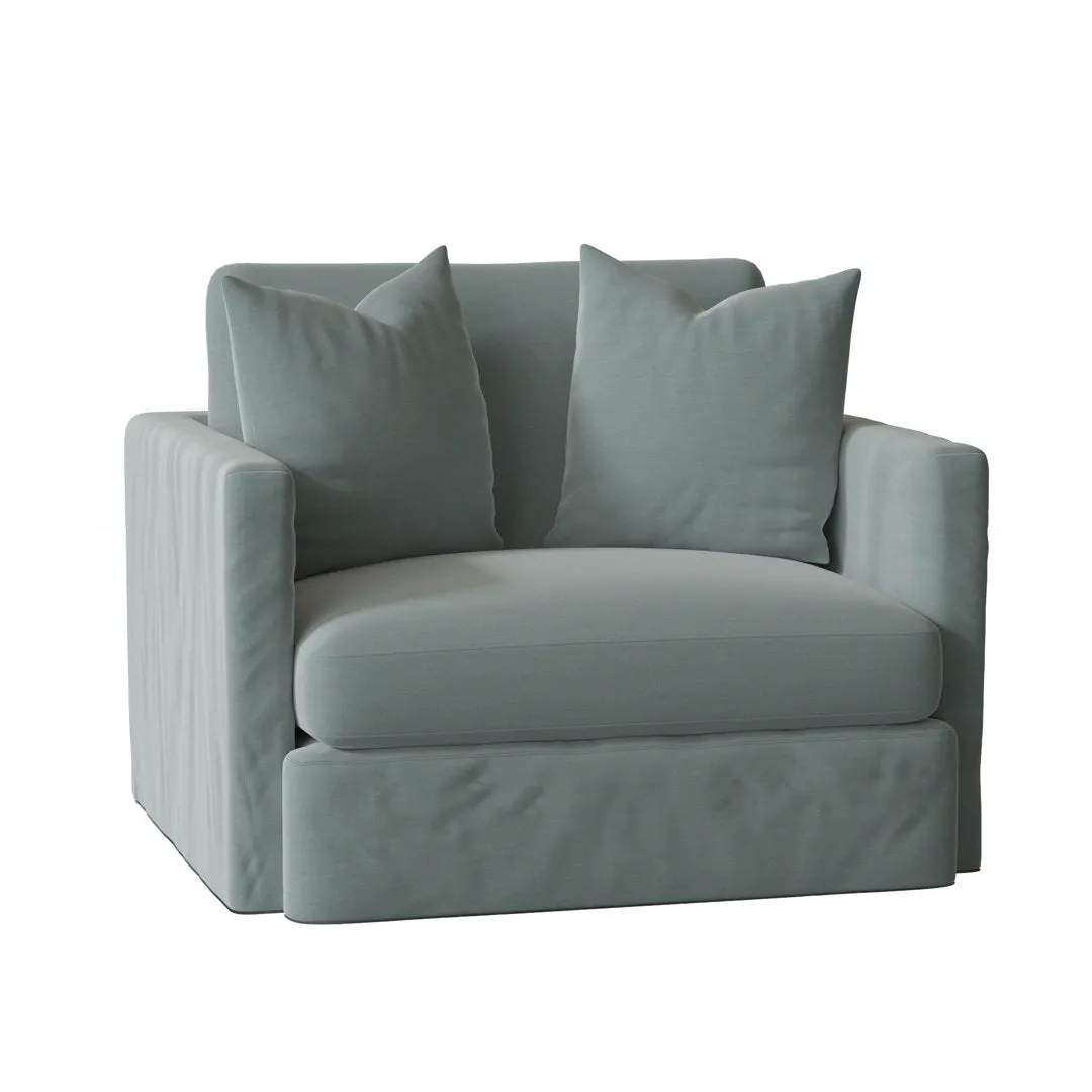 Kian 47" Wide Down Cushion Slipcovered Armchair Wayfair Custom Upholstery™ Fabric: Canvas Spa Sunbrella® Canvas