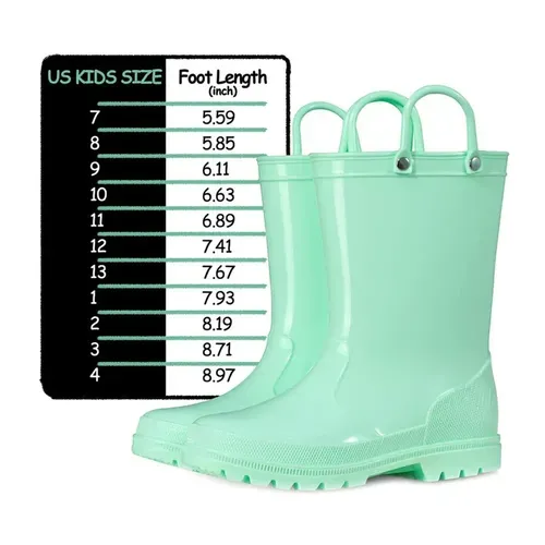 Kids Girls Light Rain Boots Solid Green - KKOMFORME
