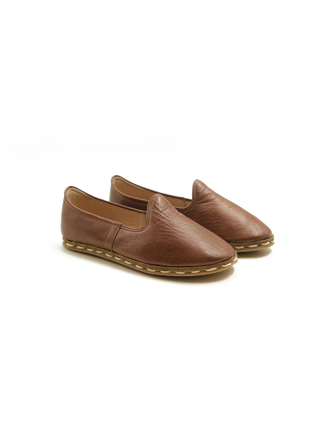 Kids' Walnut Brown Slip On Shoes - Leather