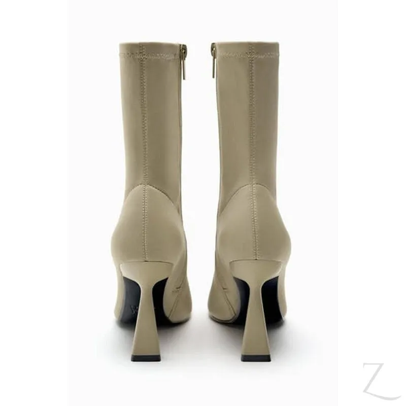 Ladies High Heel Stretchy Fabric Ankle Boots | "Zia"