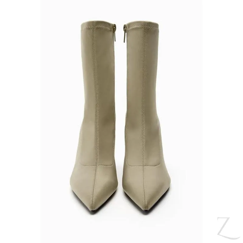 Ladies High Heel Stretchy Fabric Ankle Boots | "Zia"