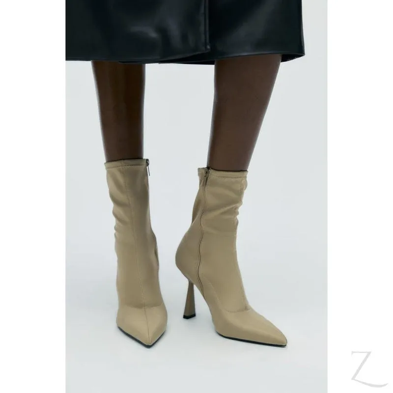 Ladies High Heel Stretchy Fabric Ankle Boots | "Zia"