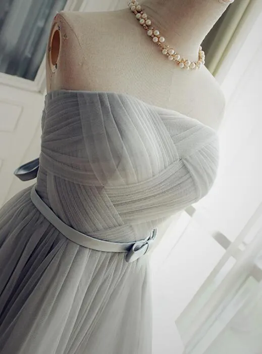 Lovely Grey Short Party Dress, Tulle A-line Homecoming Dress