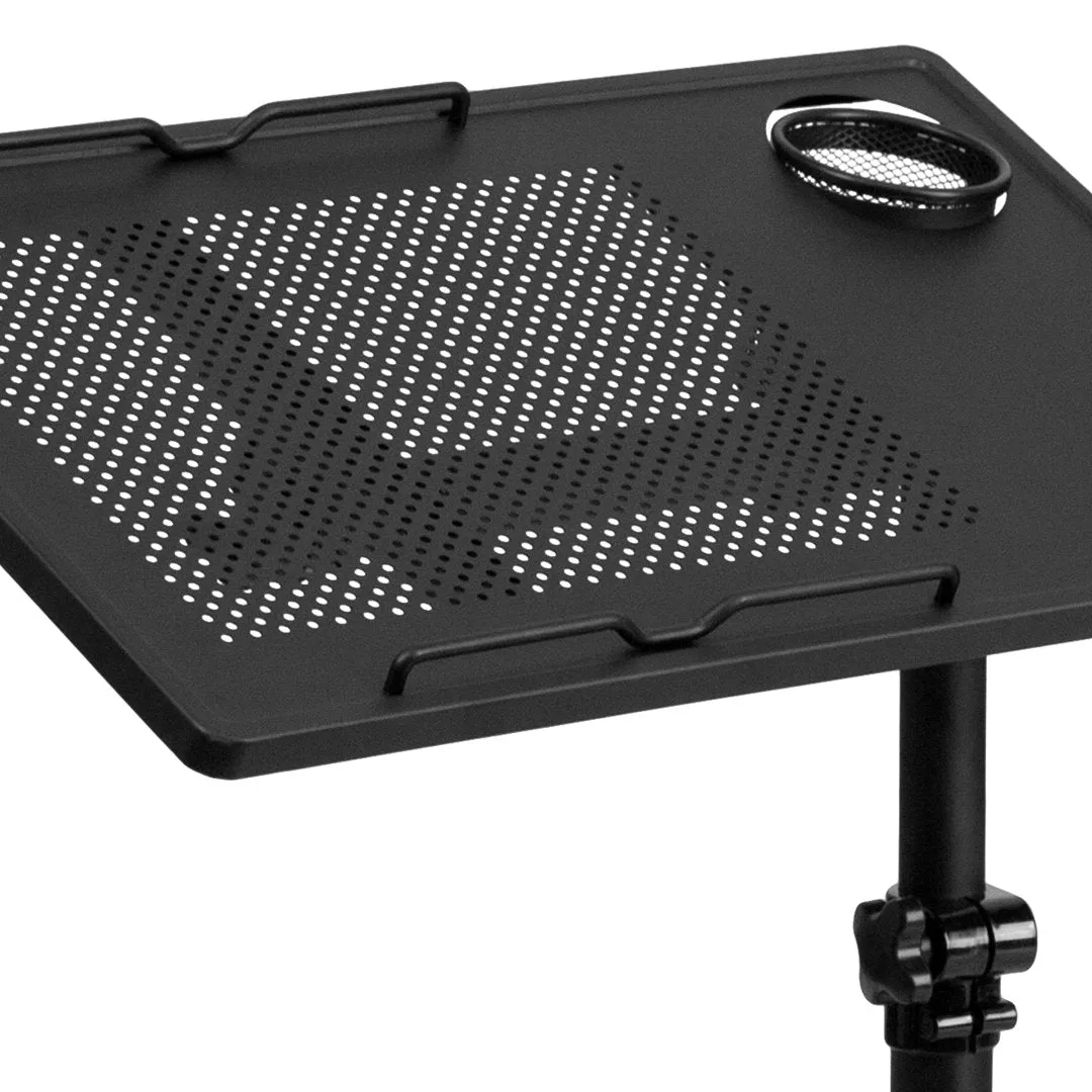 Macon Adjustable Height Steel Mobile Computer Desk Flash Furniture Color: Black