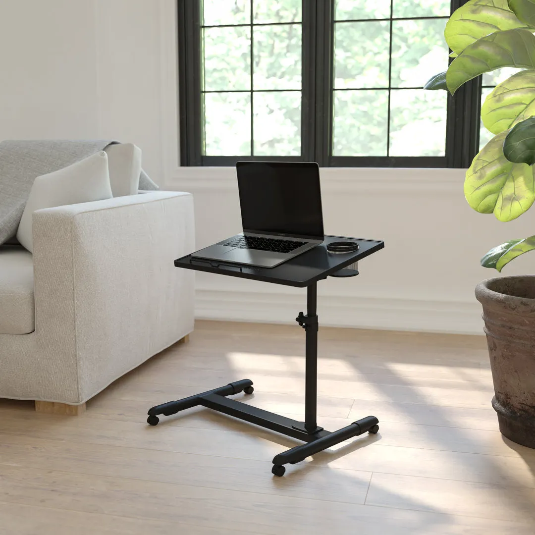 Macon Adjustable Height Steel Mobile Computer Desk Flash Furniture Color: Black