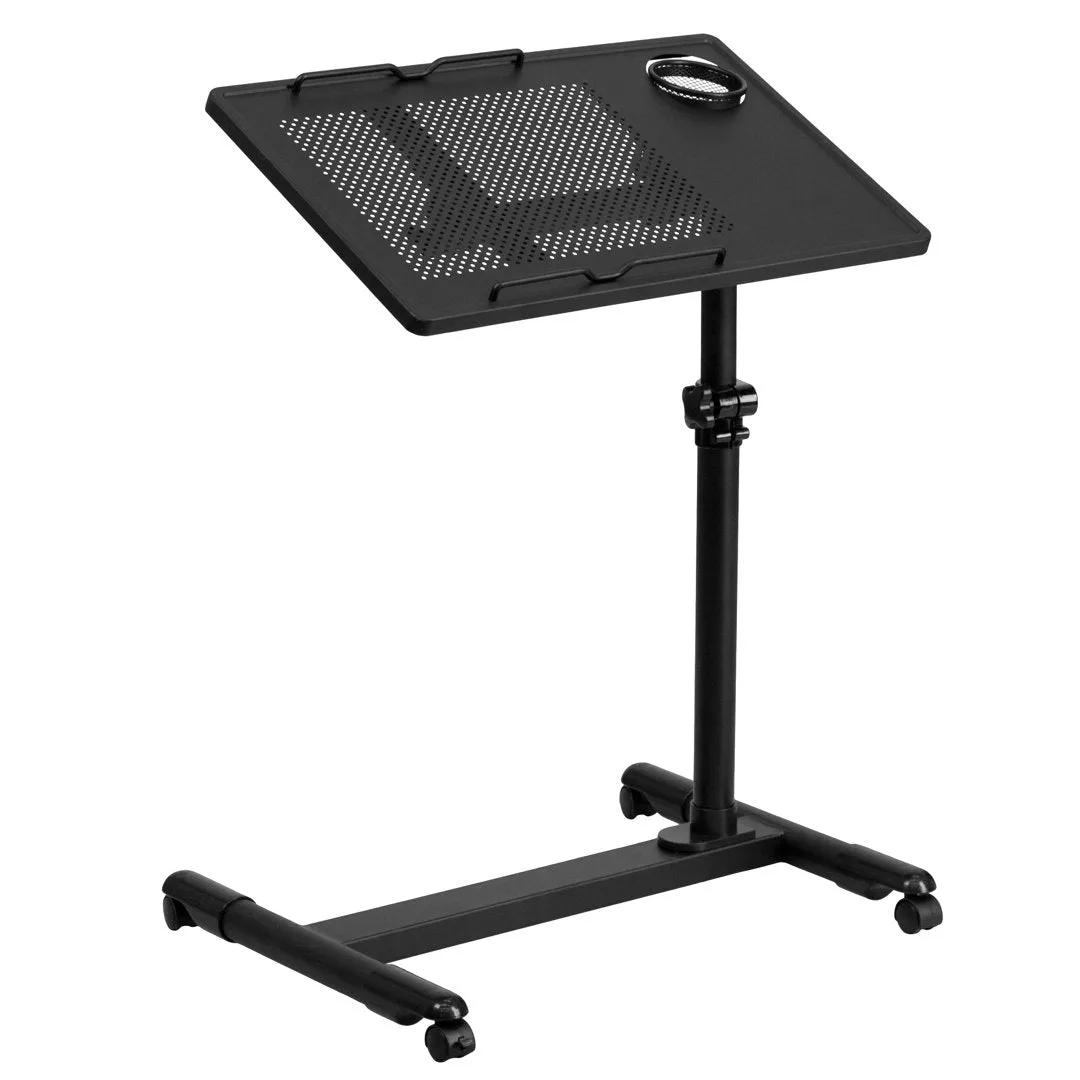 Macon Adjustable Height Steel Mobile Computer Desk Flash Furniture Color: Black