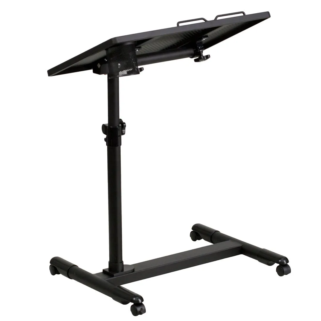 Macon Adjustable Height Steel Mobile Computer Desk Flash Furniture Color: Black