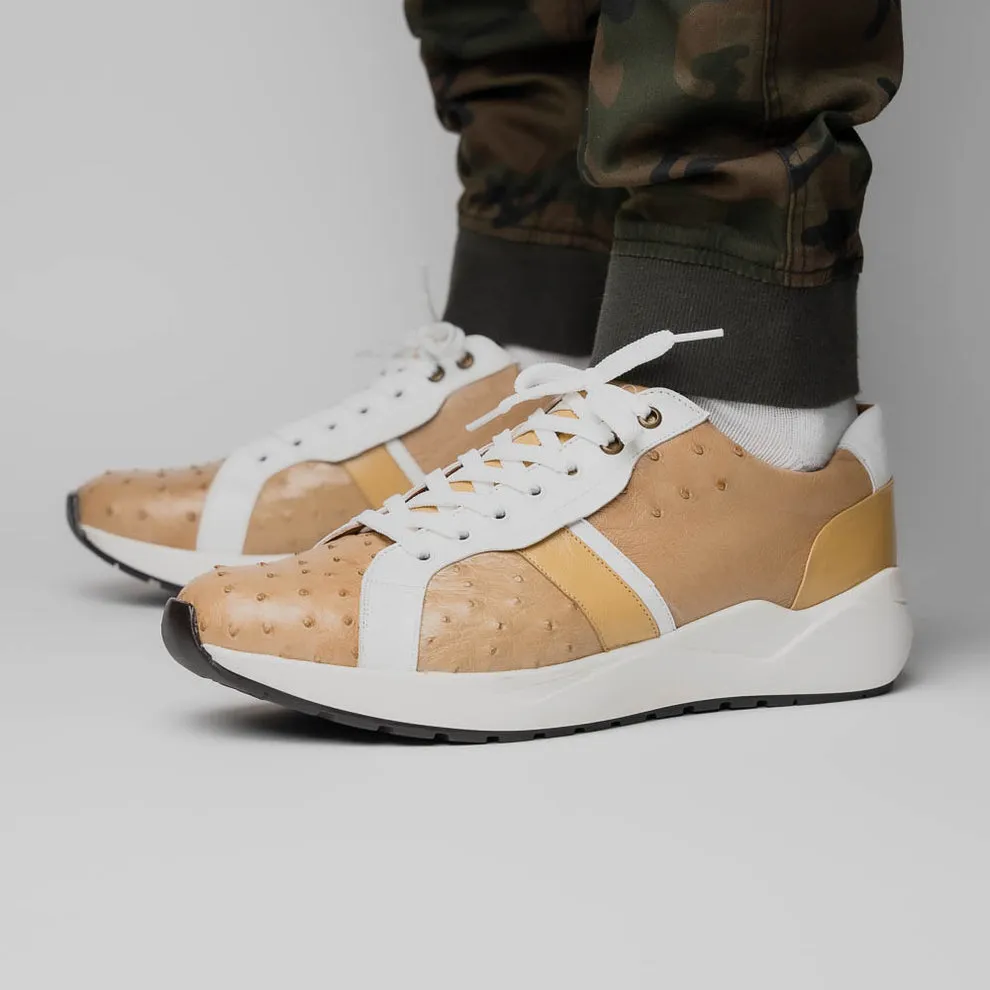 Marco Di Milano Lyon II Orix / White Ostrich Quill & Calfskin Sneakers