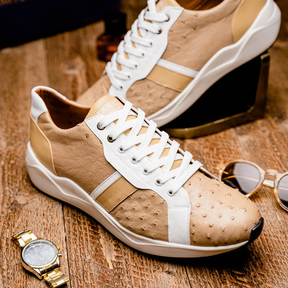 Marco Di Milano Lyon II Orix / White Ostrich Quill & Calfskin Sneakers