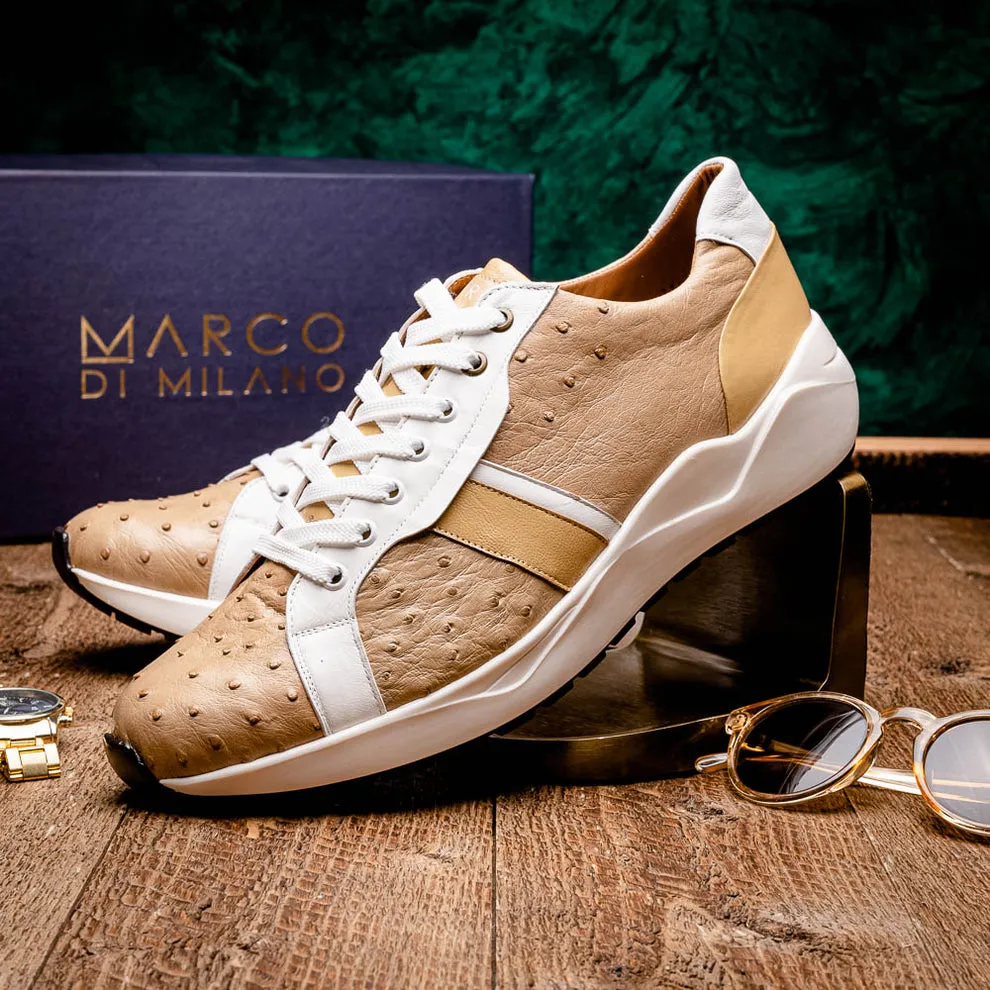 Marco Di Milano Lyon II Orix / White Ostrich Quill & Calfskin Sneakers