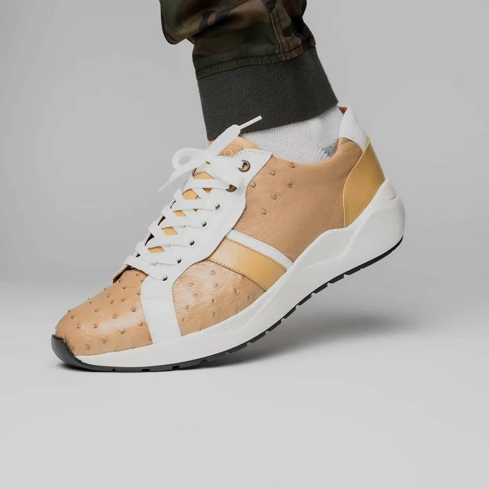 Marco Di Milano Lyon II Orix / White Ostrich Quill & Calfskin Sneakers