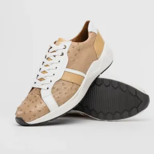 Marco Di Milano Lyon II Orix / White Ostrich Quill & Calfskin Sneakers