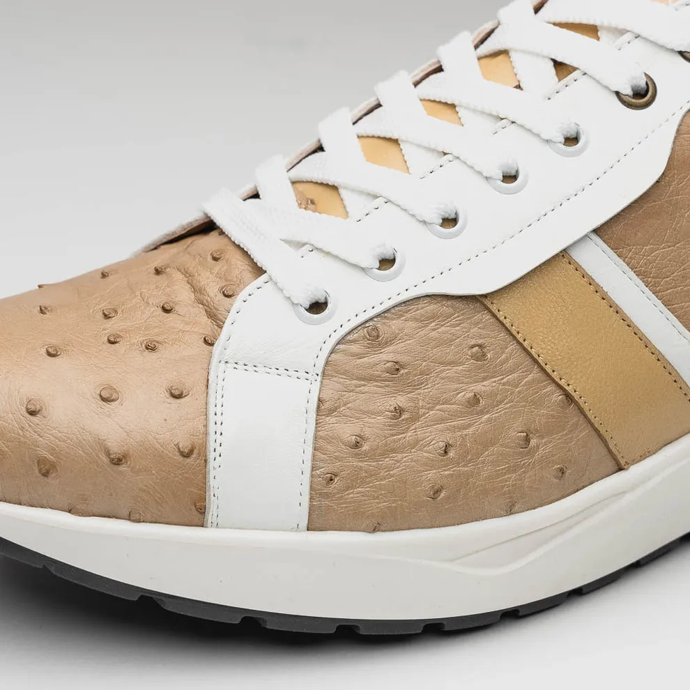 Marco Di Milano Lyon II Orix / White Ostrich Quill & Calfskin Sneakers
