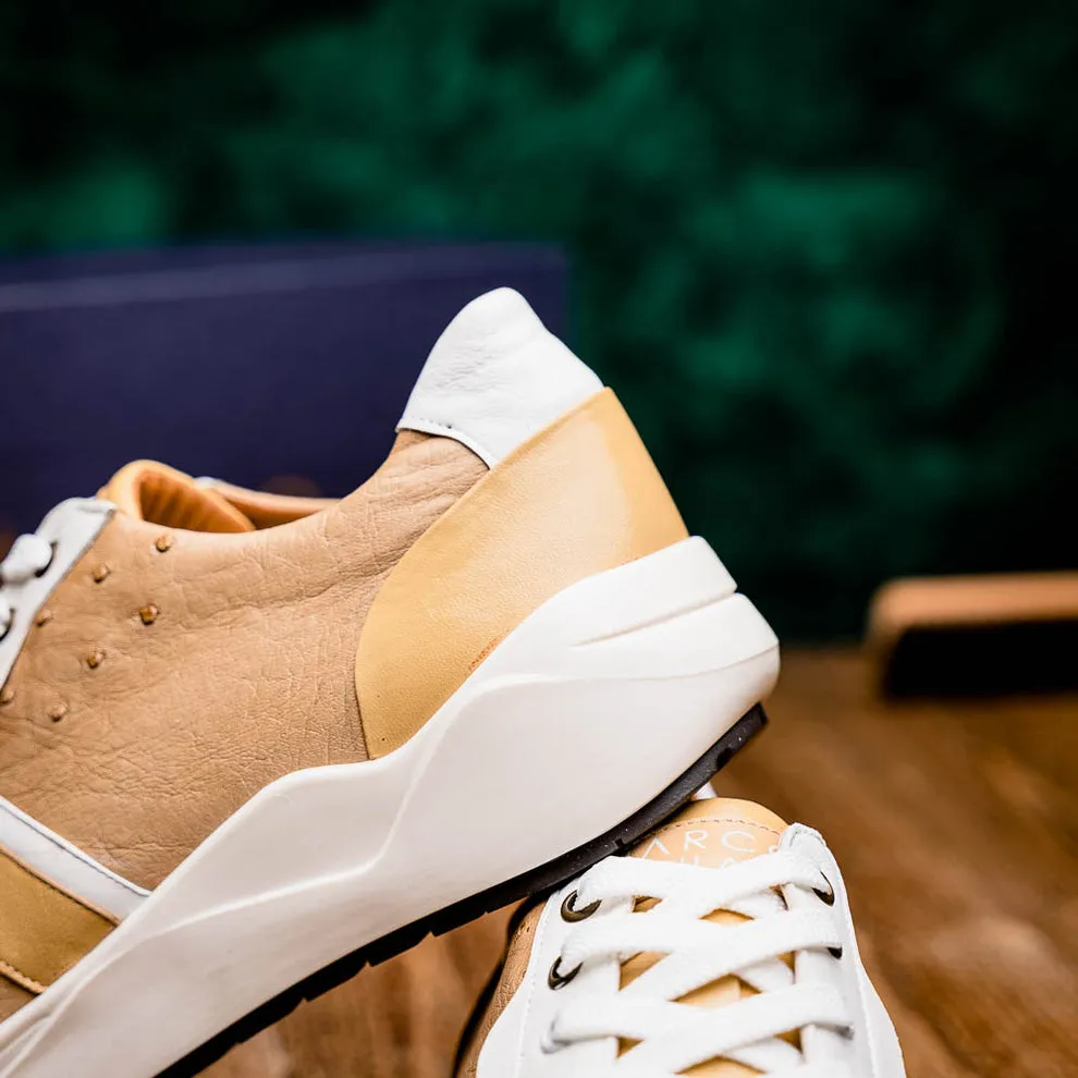 Marco Di Milano Lyon II Orix / White Ostrich Quill & Calfskin Sneakers