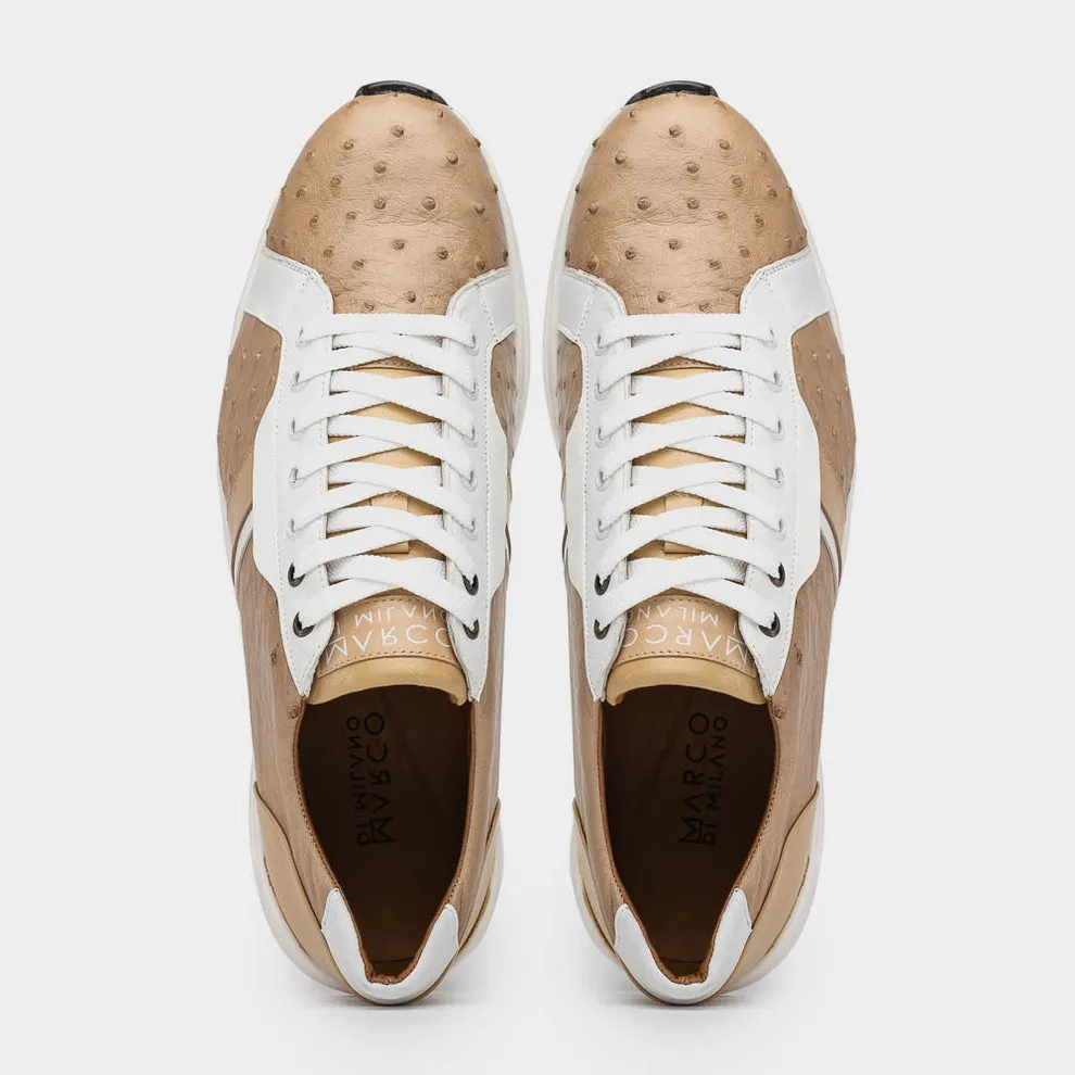 Marco Di Milano Lyon II Orix / White Ostrich Quill & Calfskin Sneakers