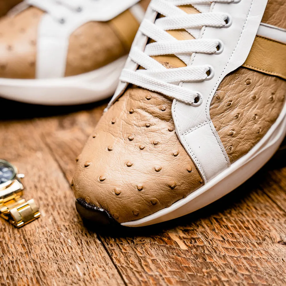 Marco Di Milano Lyon II Orix / White Ostrich Quill & Calfskin Sneakers