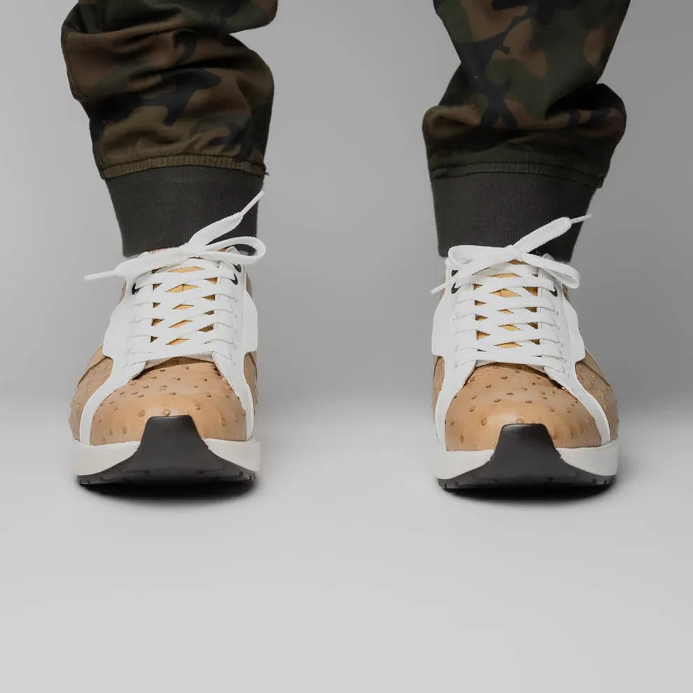 Marco Di Milano Lyon II Orix / White Ostrich Quill & Calfskin Sneakers