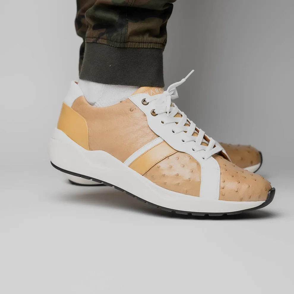 Marco Di Milano Lyon II Orix / White Ostrich Quill & Calfskin Sneakers