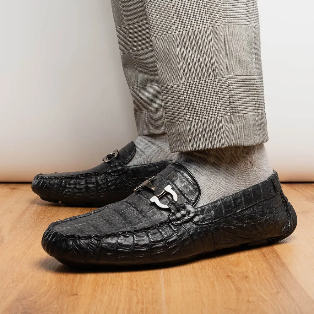 Marco Di Milano Parma Black Crocodile Loafers