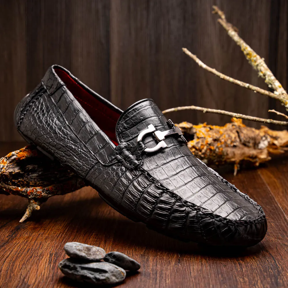 Marco Di Milano Parma Black Crocodile Loafers