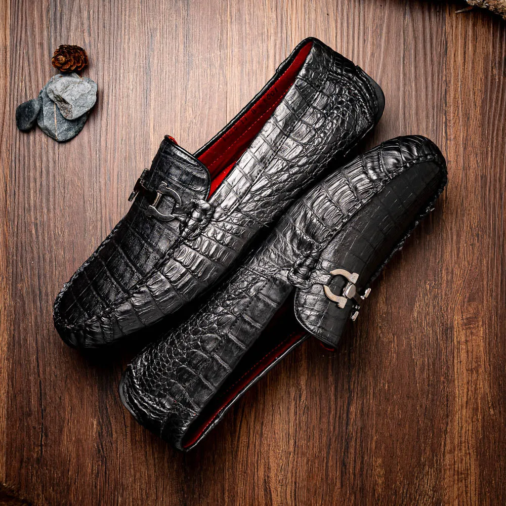 Marco Di Milano Parma Black Crocodile Loafers