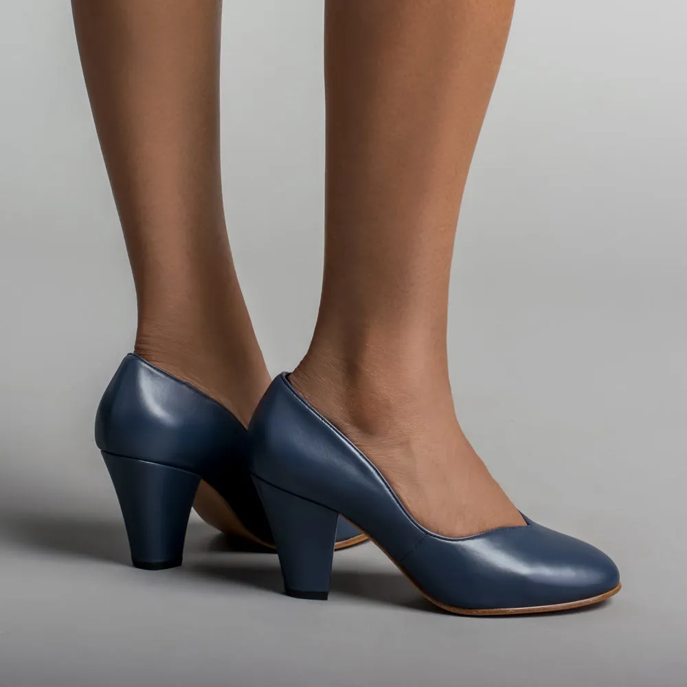 Marilyn Vintage Pumps Wide (Navy Blue)