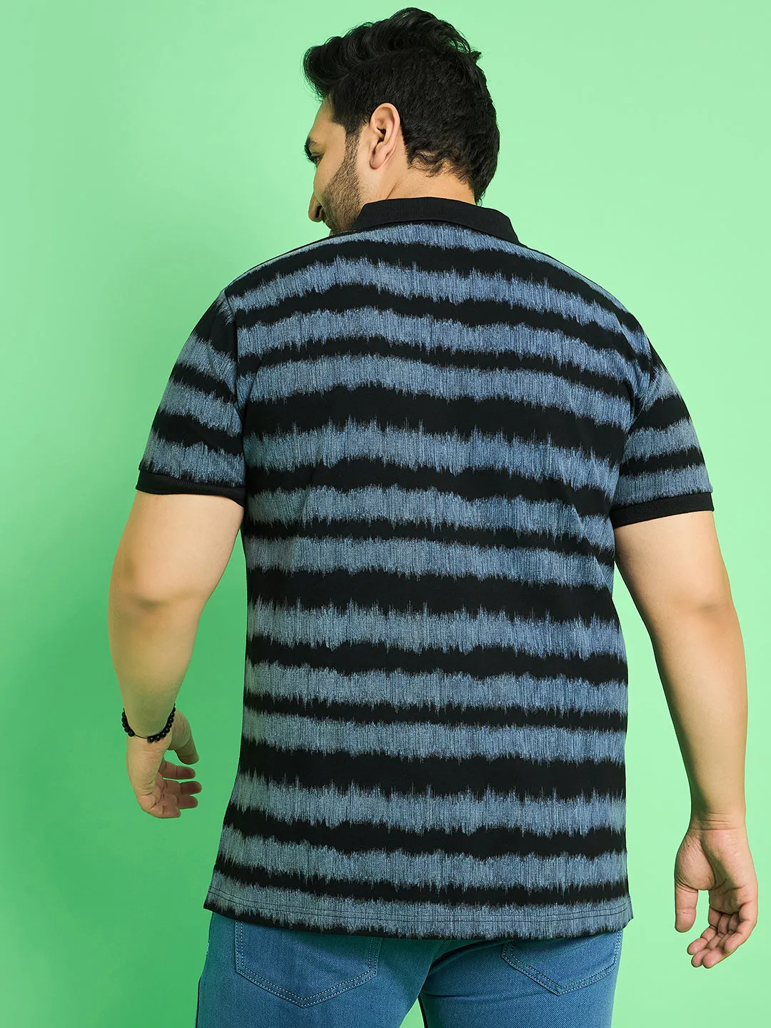 Men Plus Size Savnik Stripes Polo Tshirt