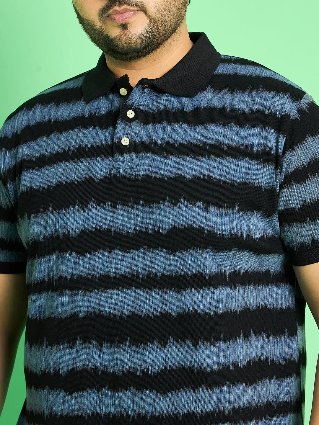 Men Plus Size Savnik Stripes Polo Tshirt
