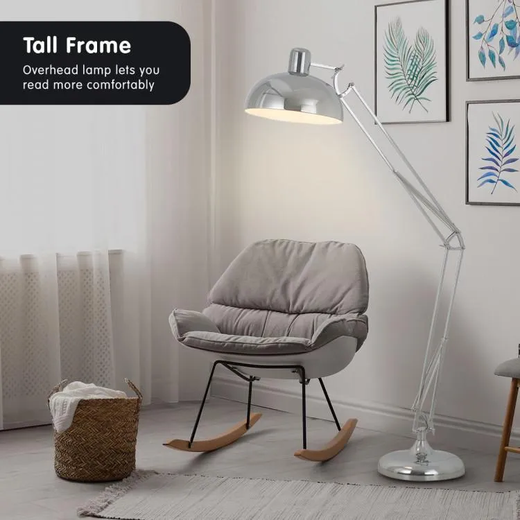 METAL ARCHITECT FLOOR LAMP SHADE ADJUSTABLE HEIGHT - CHROME