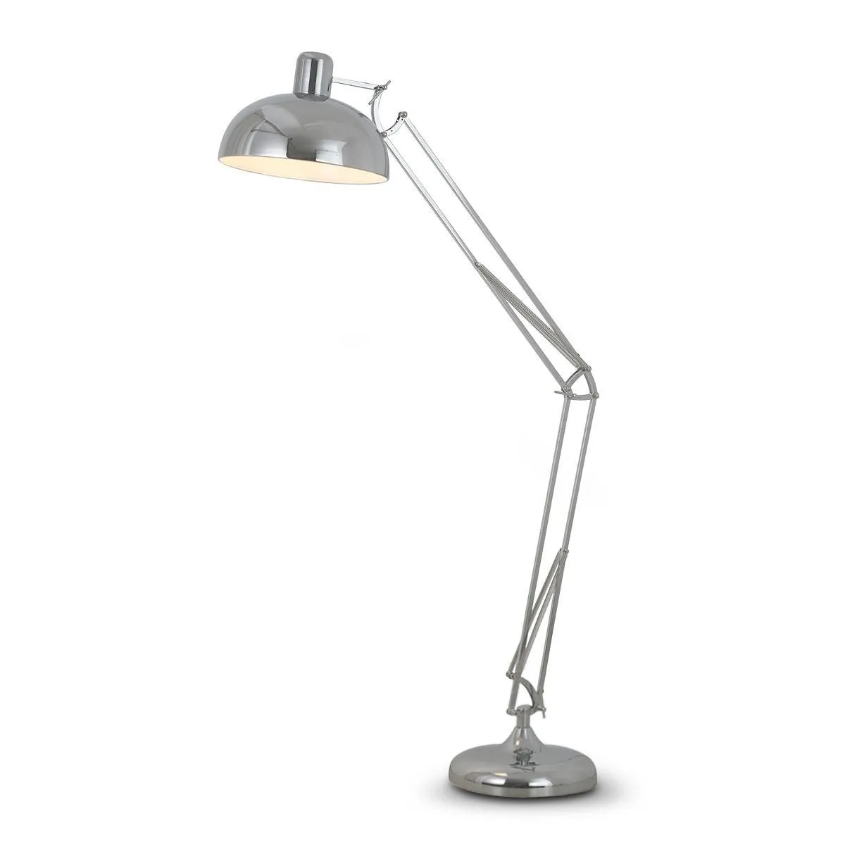 METAL ARCHITECT FLOOR LAMP SHADE ADJUSTABLE HEIGHT - CHROME