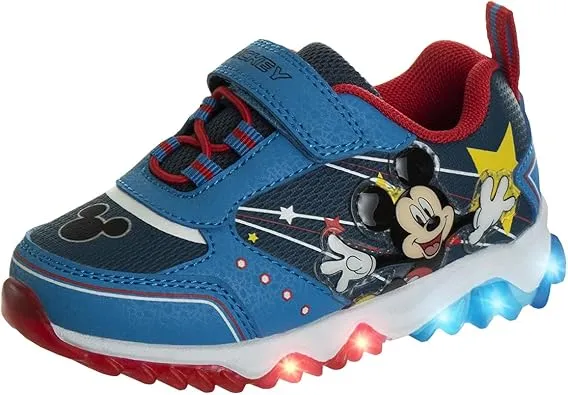Mickey Mouse Boys Shoes - Slip-On Laceless Light-Up Sneakers (Toddler/Little Kid)