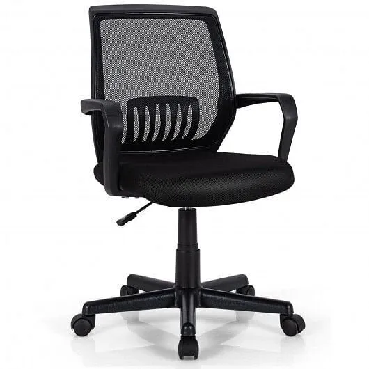 Mid-Back Mesh Height Adjustable Executive Chair with Lumbar Support - Color: Bla