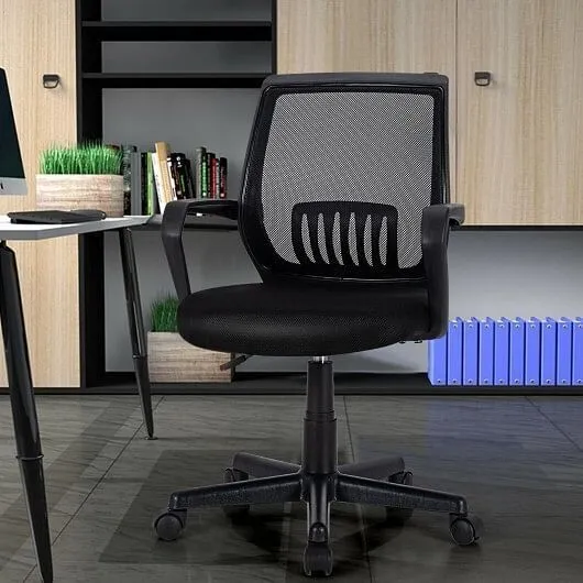 Mid-Back Mesh Height Adjustable Executive Chair with Lumbar Support - Color: Bla