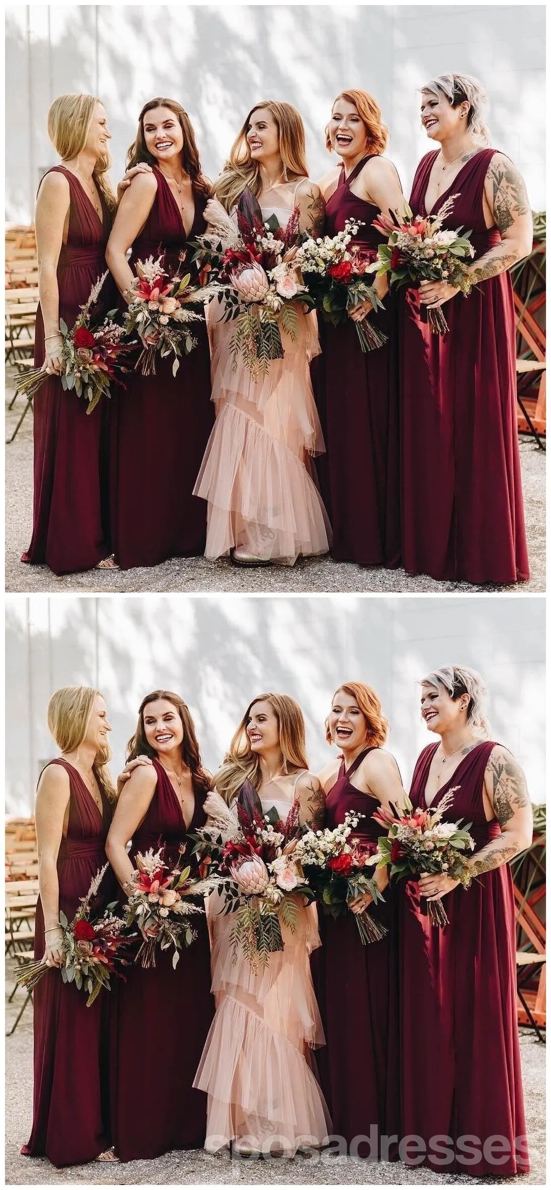 Mismatched Chiffon Cheap Long Bridesmaid Dresses Online, WG353