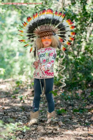 N21- From 5-8 years Kid / Child's: white swan feather Headdress 21 inch. – 53,34 cm.